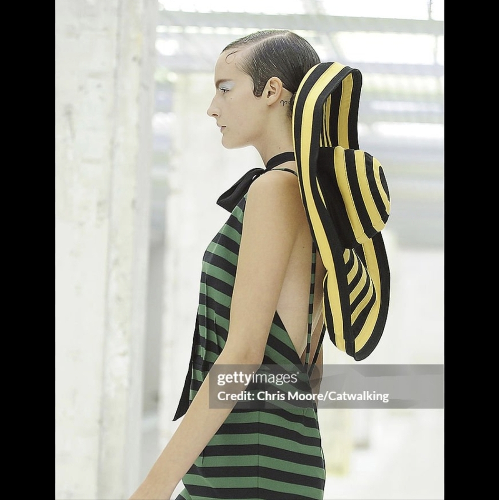 Prada, Wide-Brim, Stripe Sun Hat ,Rare, Runway 2011 - Picture 2 of 10